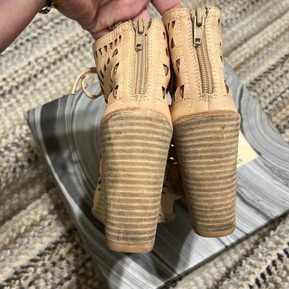 EUC Jeffrey Campbell | Rodillo Nude Laser Cut Lace Up wedge sandals heels - Picture 6 of 8